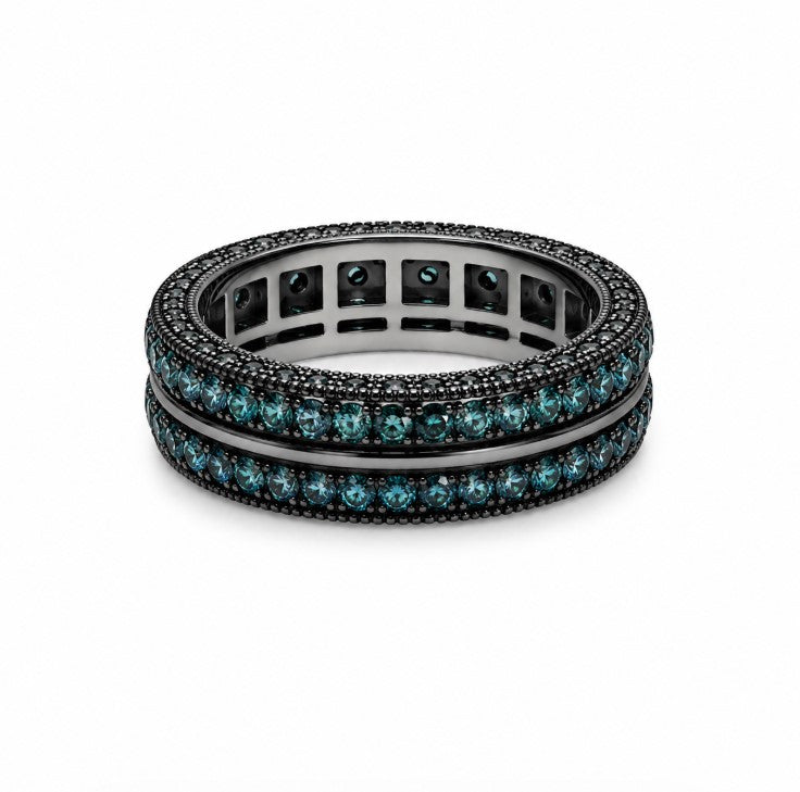 2.13 Ctw Blue Lab Grown Diamond Ring in 925 Two Tone