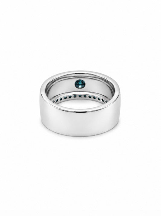 0.90 Ctw Blue Lab Grown Diamond Ring in 925 Two Tone