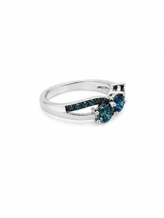 1.37 Ctw Blue Lab Grown Diamond Ring in 925 Two Tone