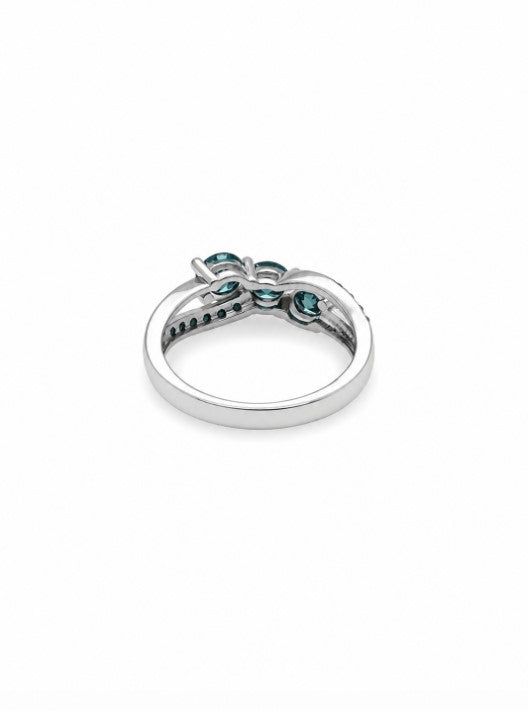 1.37 Ctw Blue Lab Grown Diamond Ring in 925 Two Tone