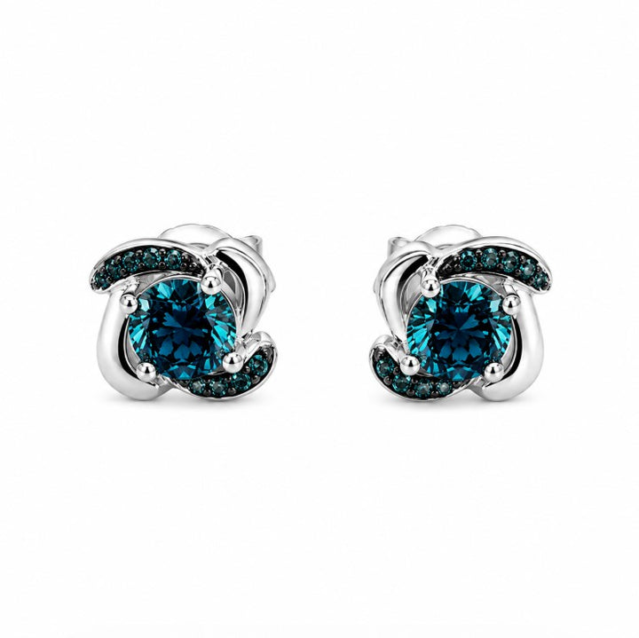 1.86 Ctw Blue Lab Grown Diamond Earring in 925 Two Tone