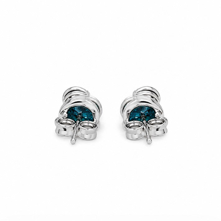 1.86 Ctw Blue Lab Grown Diamond Earring in 925 Two Tone