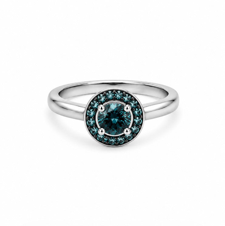 1.13 Ctw Blue Lab Grown Diamond Ring in 925 Two Tone