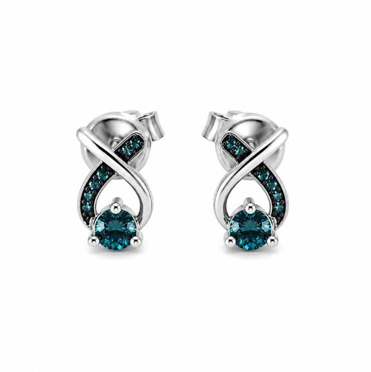 0.76 Ctw Blue Lab Grown Diamond Earring in 925 Two Tone