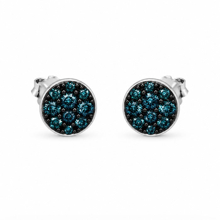 0.48 Ctw Blue Lab Grown Diamond Earring in 925 Two Tone