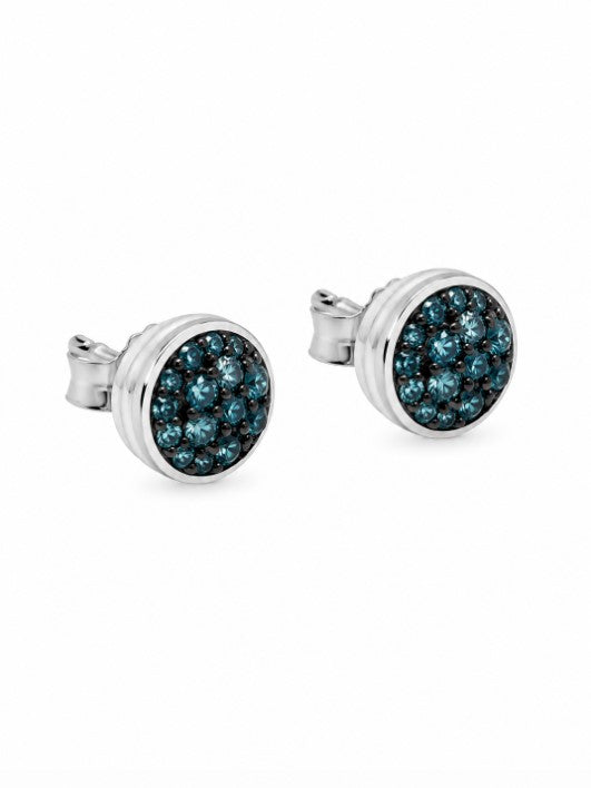 0.48 Ctw Blue Lab Grown Diamond Earring in 925 Two Tone