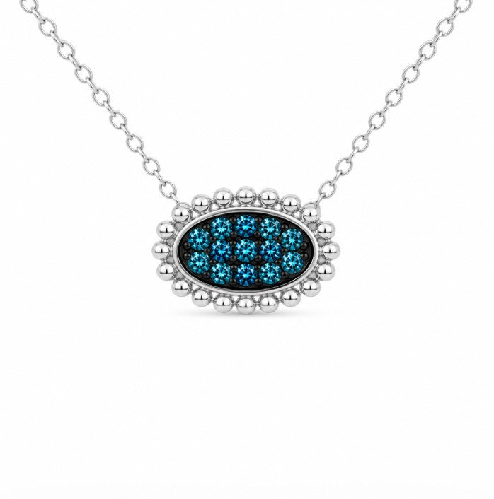 0.24 Ctw Blue Lab Grown Diamond Necklace in 925 Two Tone