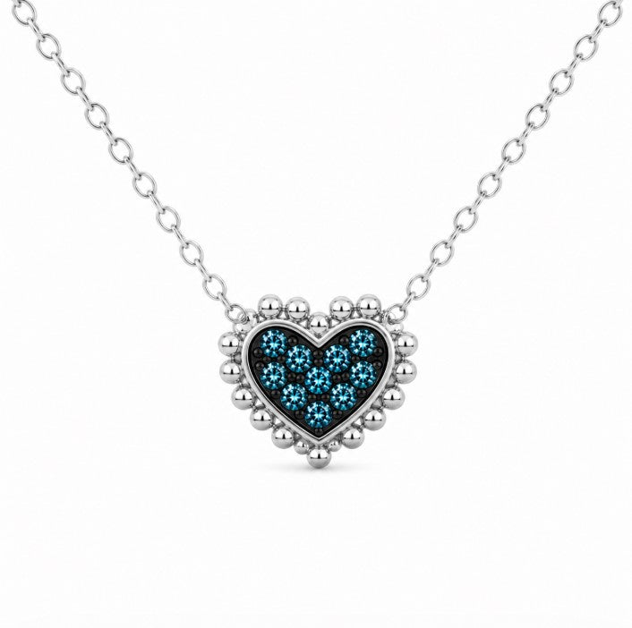0.27 Ctw Blue Lab Grown Diamond Necklace in 925 Two Tone