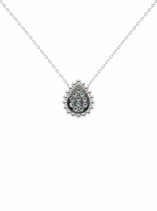 0.29 Ctw Blue Lab Grown Diamond Necklace in 925 Two Tone