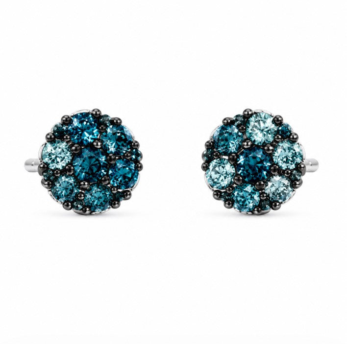 1.82 Ctw Blue Lab Grown Diamond Earring in 925 Two Tone