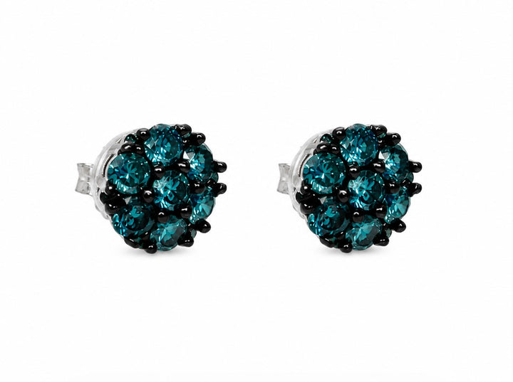 1.82 Ctw Blue Lab Grown Diamond Earring in 925 Two Tone
