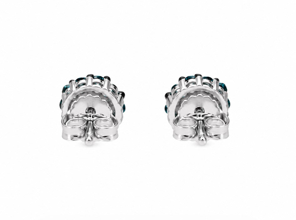 1.82 Ctw Blue Lab Grown Diamond Earring in 925 Two Tone