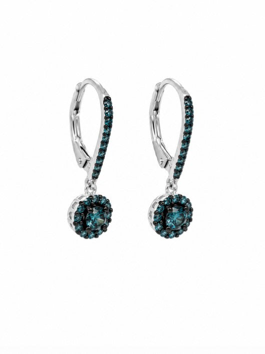 0.98 Ctw Blue Lab Grown Diamond Earring in 925 Two Tone