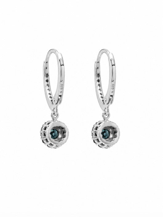 0.98 Ctw Blue Lab Grown Diamond Earring in 925 Two Tone