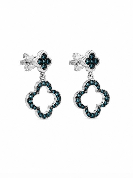 0.46 Ctw Blue Lab Grown Diamond Earring in 925 Two Tone