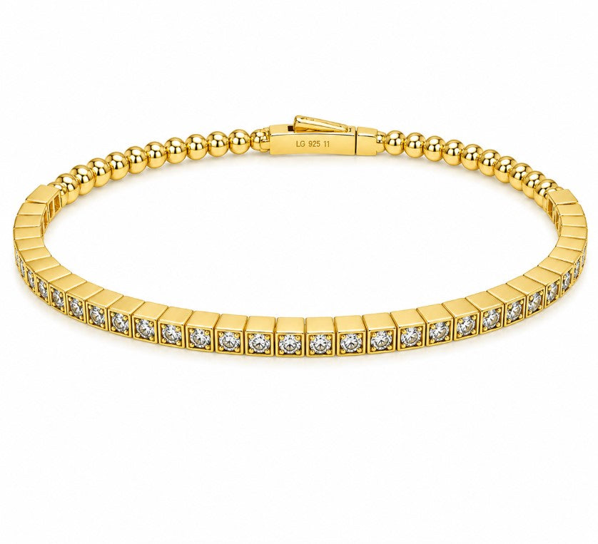 1.32 Ctw Lab Grown Diamond Flex Bangle in 925 Yellow Gold Plated