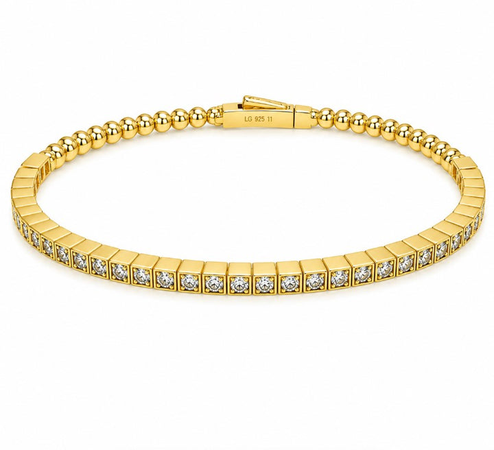1.32 Ctw Lab Grown Diamond Flex Bangle in 925 Yellow Gold Plated
