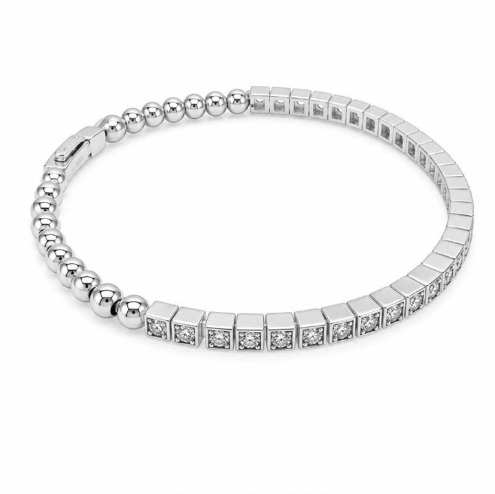 1.32 Ctw Lab Grown Diamond Flex Bangle in 925 Platinum Plated