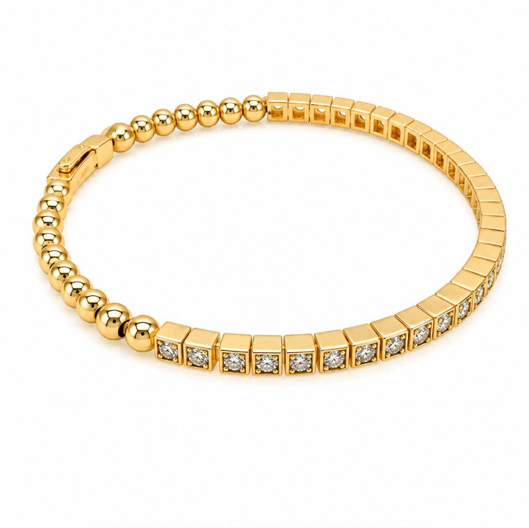 1.32 Ctw Lab Grown Diamond Flex Bangle in 925 Yellow Gold Plated