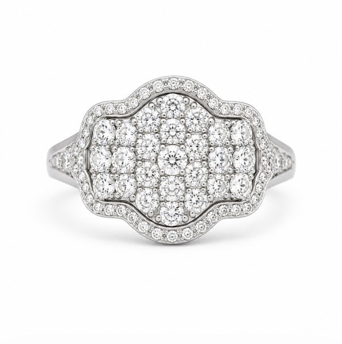 2.07 Ctw Lab Grown Diamond Ring in 925 Platinum Plated