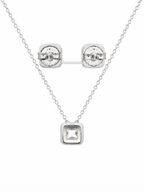 4.04 DEW Moissanite Earring-Necklace Set in 925 Platinum Plated