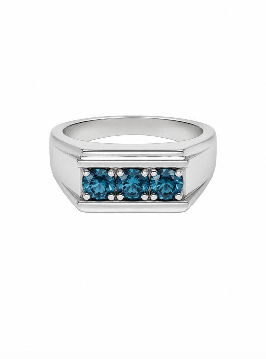 0.91 Ctw Blue Lab Grown Diamond Ring in 925 Platinum Plated