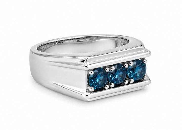 0.91 Ctw Blue Lab Grown Diamond Ring in 925 Platinum Plated