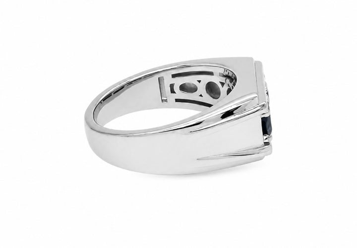 0.91 Ctw Blue Lab Grown Diamond Ring in 925 Platinum Plated