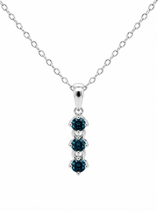 0.80 Ctw Blue Lab Grown Diamond Pendant in 925 Platinum Plated