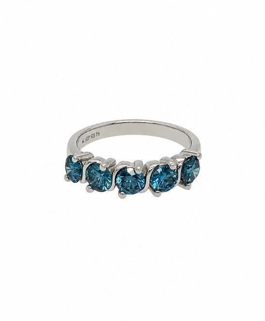 1.48 Ctw Blue Lab Grown Diamond Ring in 925 Platinum Plated