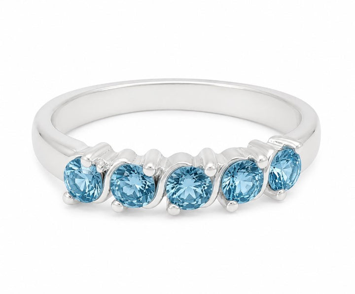 1.48 Ctw Blue Lab Grown Diamond Ring in 925 Platinum Plated