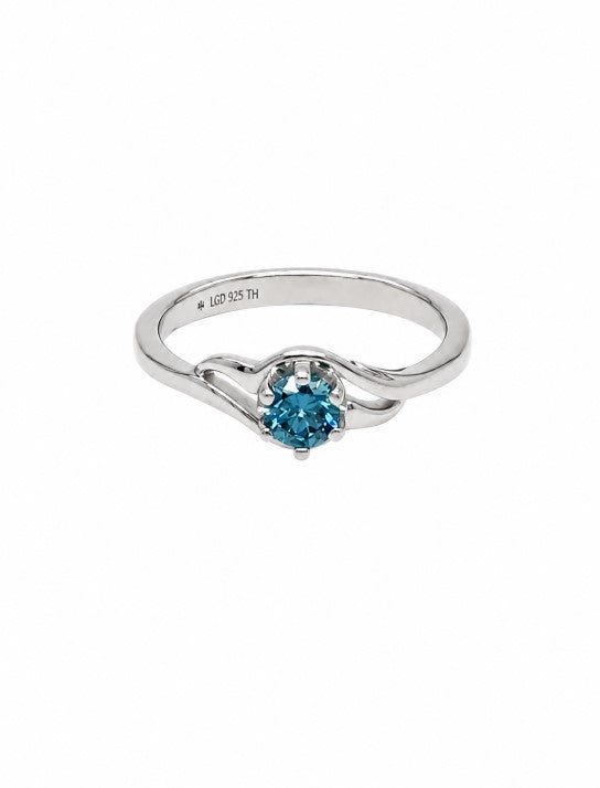 0.33 Ctw Blue Lab Grown Diamond Ring in 925 Platinum Plated