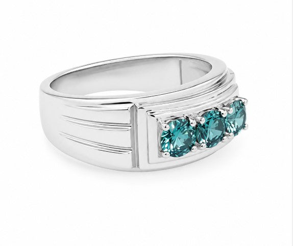 1.03 Ctw Blue Lab Grown Diamond Ring in 925 Platinum Plated