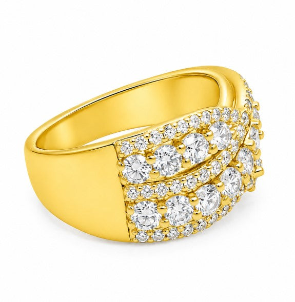 2.02 Ctw Lab Grown Diamond Ring in 925 Yellow Gold Plated