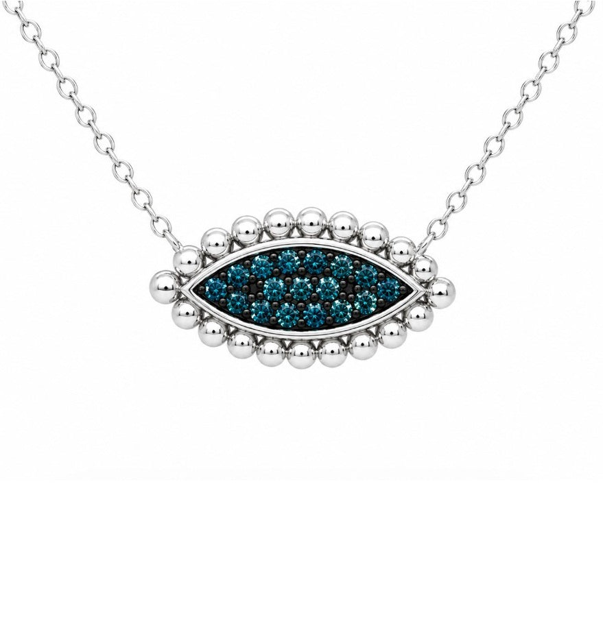 0.30 Ctw Blue Lab Grown Diamond Necklace in 925 Two Tone