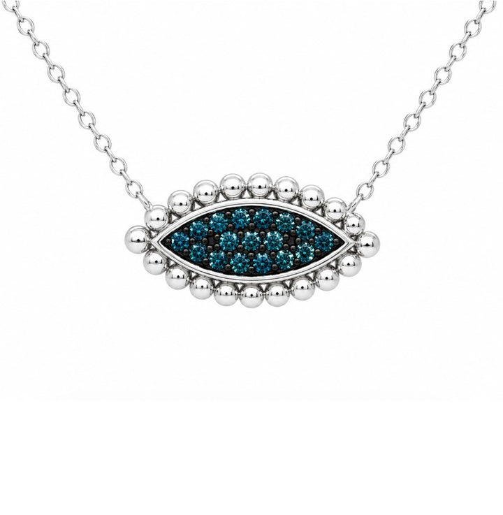 0.30 Ctw Blue Lab Grown Diamond Necklace in 925 Two Tone