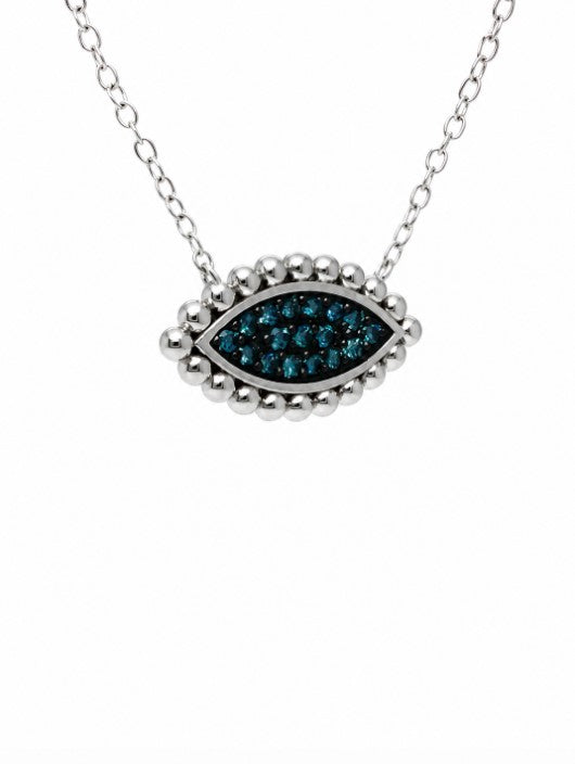0.30 Ctw Blue Lab Grown Diamond Necklace in 925 Two Tone