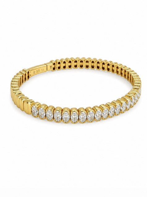 6.88 DEW Moissanite Flex Bangle in 925 Yellow Gold Plated