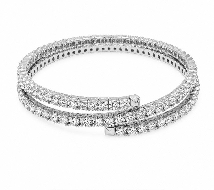 13.24 Ctw Lab Grown Diamond Flexi Bangle in 925 Platinum Plated