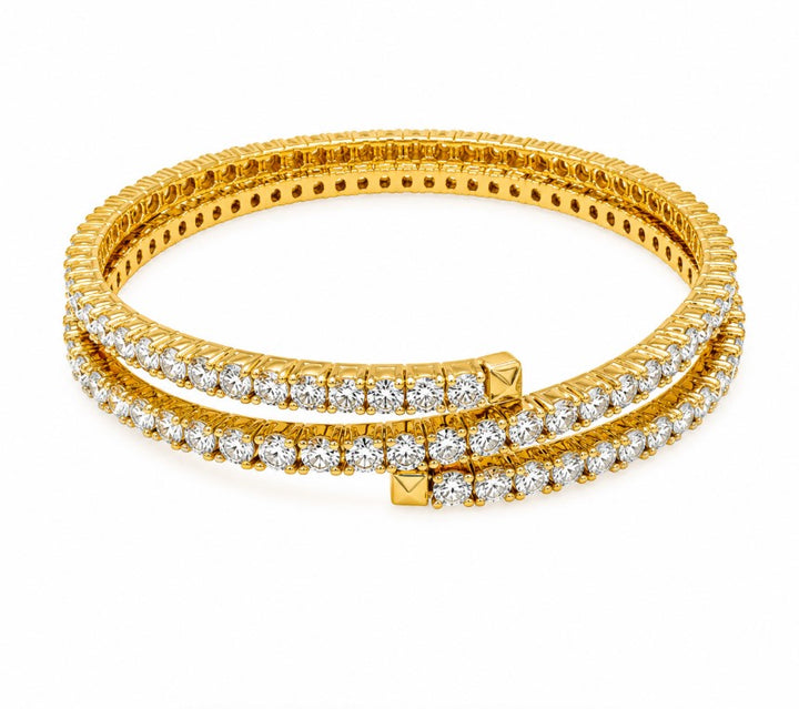 13.24 Ctw Lab Grown Diamond Flexi Bangle in 925 Yellow Gold Plated
