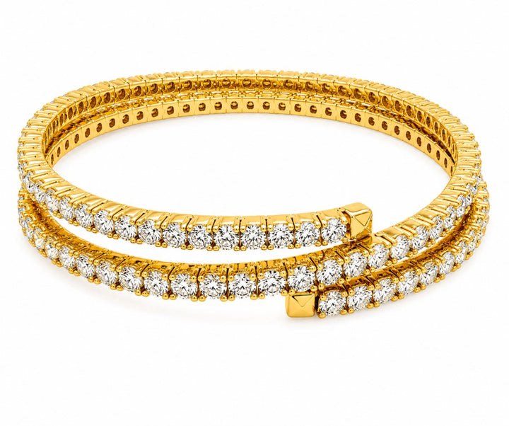 13.24 Ctw Lab Grown Diamond Flexi Bangle in 925 Yellow Gold Plated