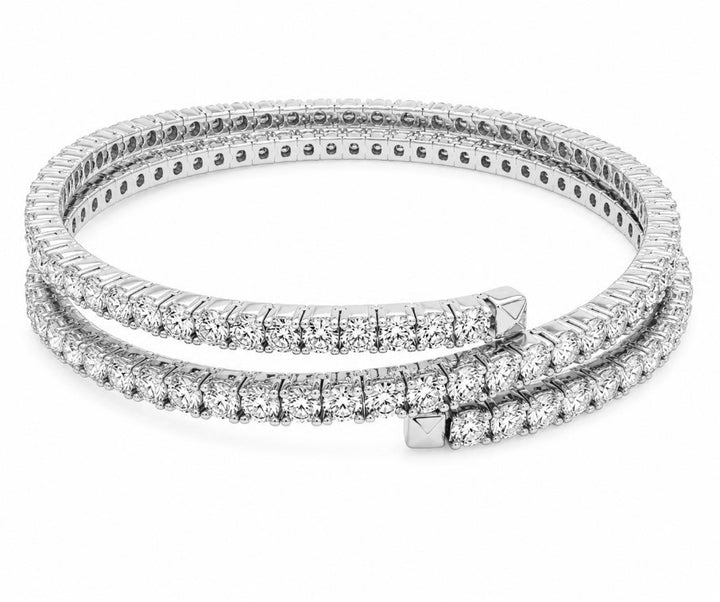 13.24 Ctw Lab Grown Diamond Flexi Bangle in 925 Platinum Plated