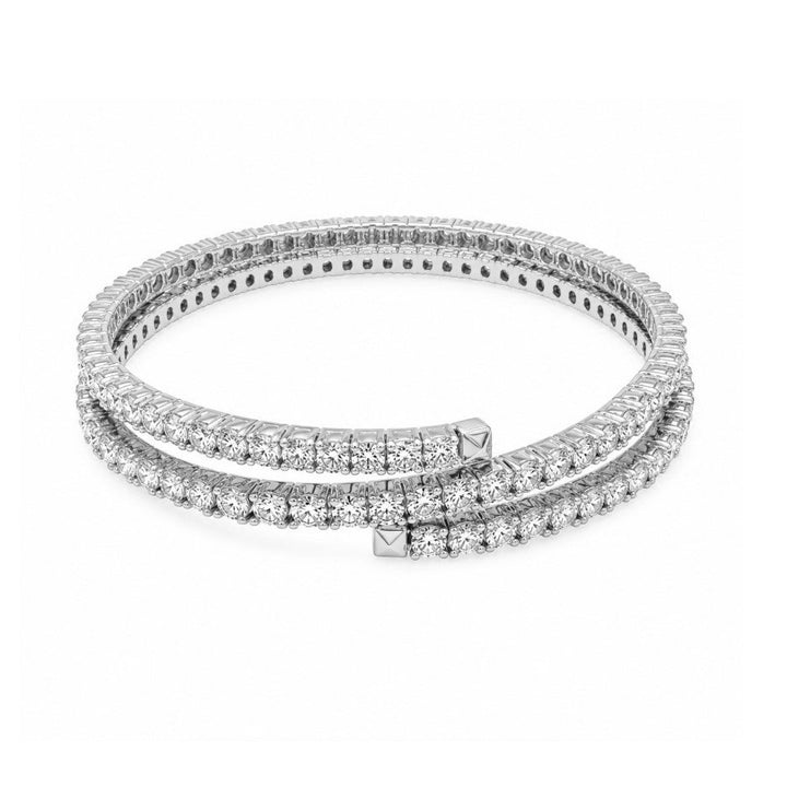 13.24 Ctw Lab Grown Diamond Flex Bangle in 925 Platinum Plated