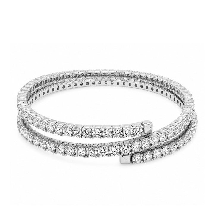 13.24 Ctw Lab Grown Diamond Flex Bangle in 925 Platinum Plated