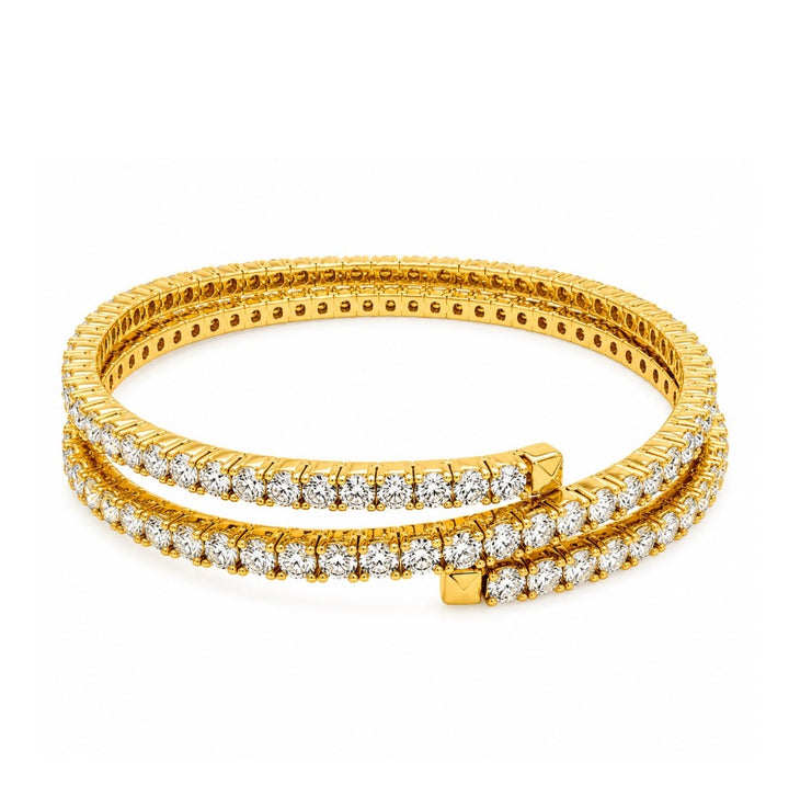 13.24 Ctw Lab Grown Diamond Flex Bangle in 925 Yellow Gold Plated
