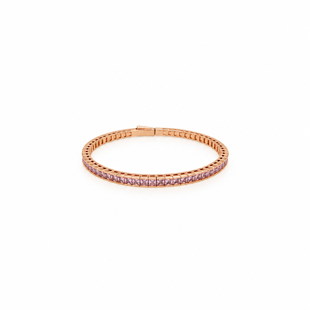 12.86 Ctw Pink Zircon Flex Bangle in Brass Rose Gold