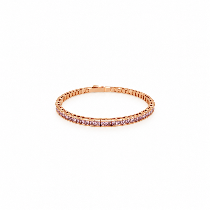 12.86 Ctw Pink Zircon Flex Bangle in Brass Rose Gold