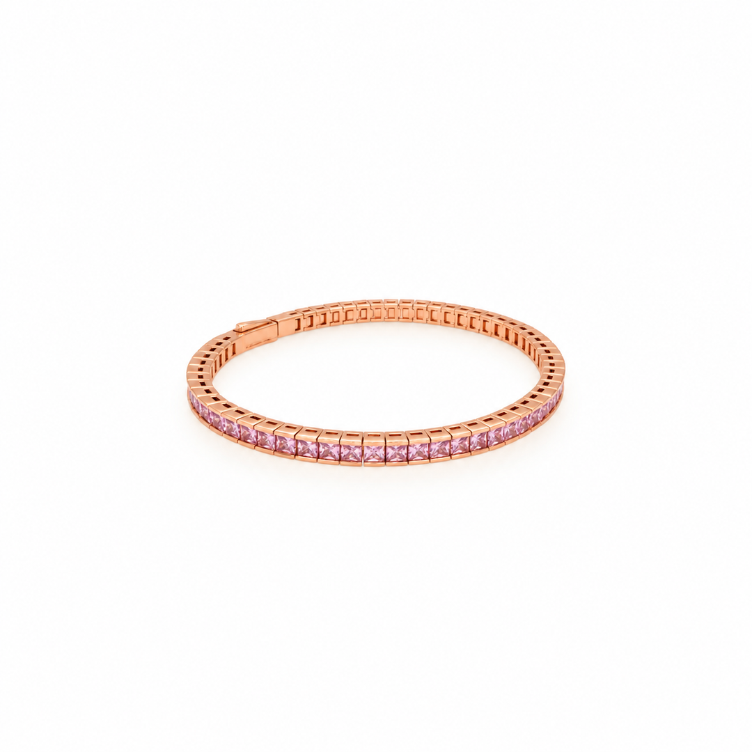 12.86 Ctw Pink Zircon Flex Bangle in Brass Rose Gold