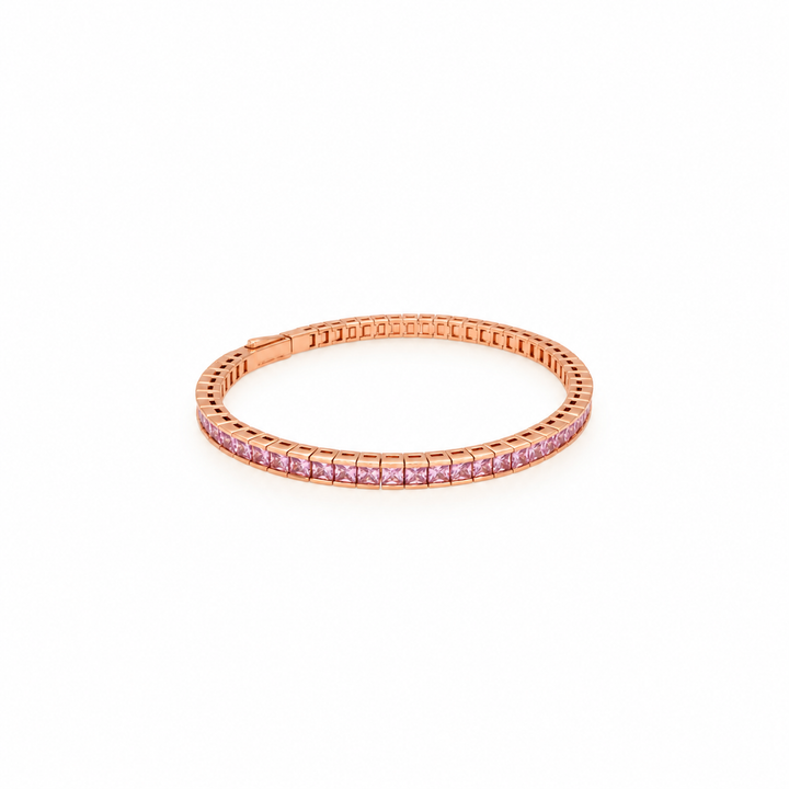 12.86 Ctw Pink Zircon Flex Bangle in Brass Rose Gold