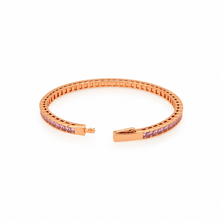 12.86 Ctw Pink Zircon Flex Bangle in Brass Rose Gold